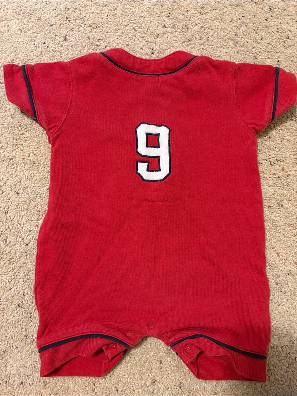 The Children's Place Red Baseball-Style One-Piece Bodysuit